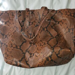 Brown Snake Print Tote Bag